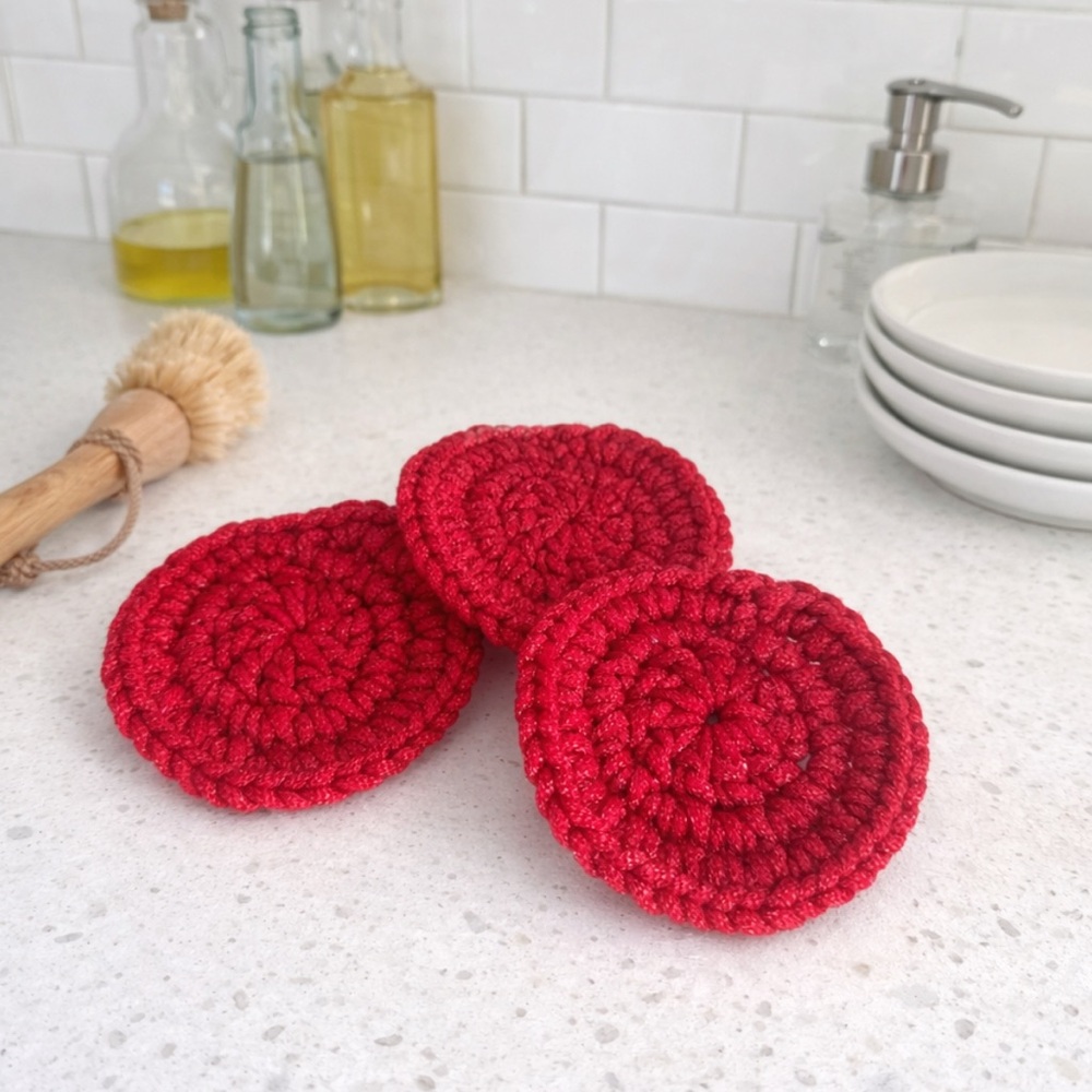Scrubbies Set of 3 Handmade Crochet Fire Reusable Kitchen Pads